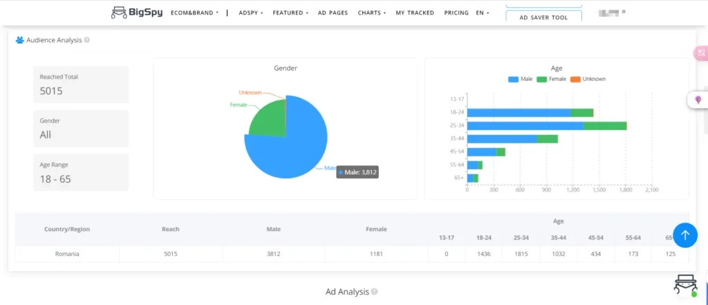 Audience and Targeting Intel by BigSpy
