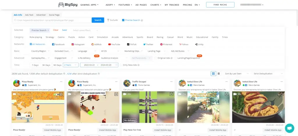 BIGSPY Massive Ad Database